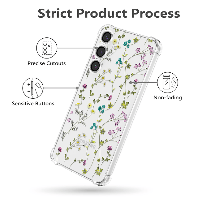 Funda Floral para Samsung Galaxy A15 4G/5G, Funda Transparen