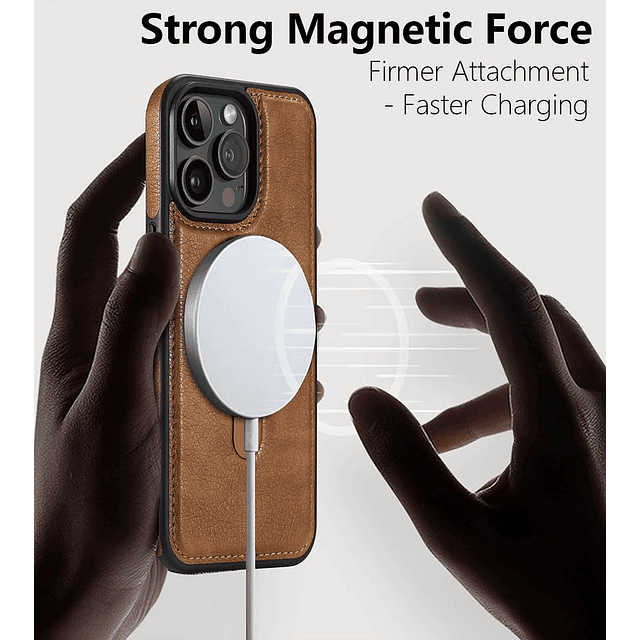 Funda magnética de piel para iPhone 16 Pro Max, soporte invi