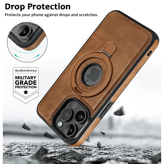 Funda magnética de piel para iPhone 16 Pro Max, soporte invi