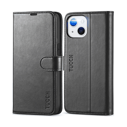 Funda tipo cartera para iPhone 13, funda tipo libro de piel