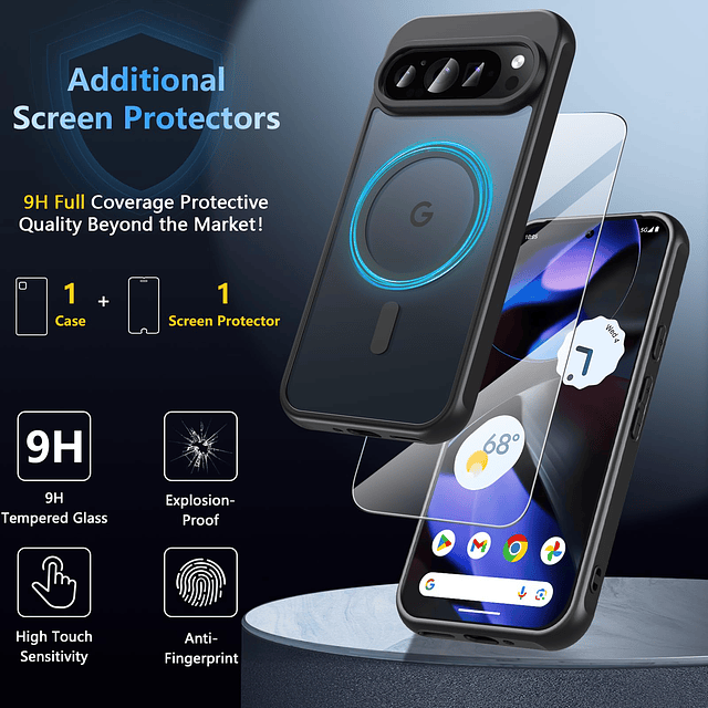 Funda magnética para Google Pixel 9/9 Pro con protector de p