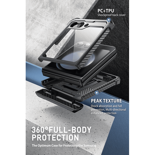 Funda para Samsung Galaxy Z Flip 5 con Soporte, [Protector d