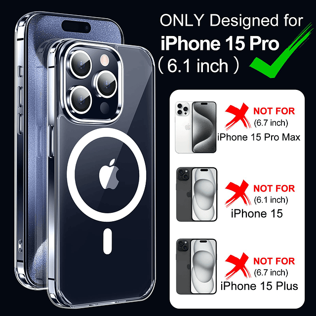 Funda magnética 6 en 1 para iPhone 15 Pro, [Compatible con M