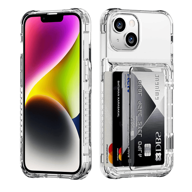 Funda tipo cartera para iPhone 14, iPhone 13, transparente c