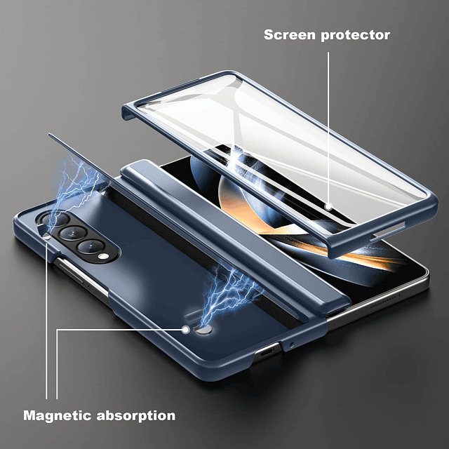 para Samsung Galaxy Z-Fold-4 Funda: [Soporte oculto] [Carga