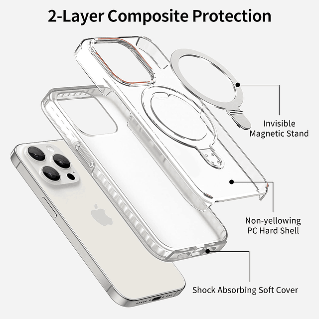 Funda magnética más fuerte para iPhone 14 Pro con soporte, P