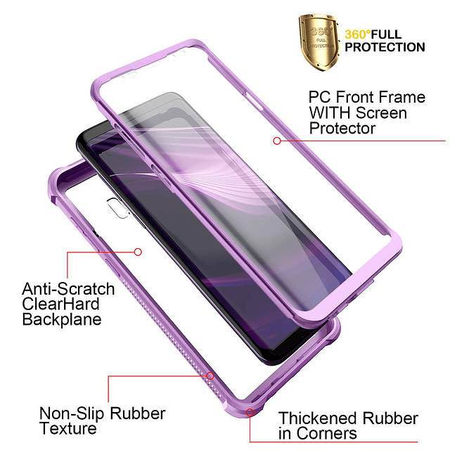 Galaxy S9+ Plus Funda con protector de pantalla transparente