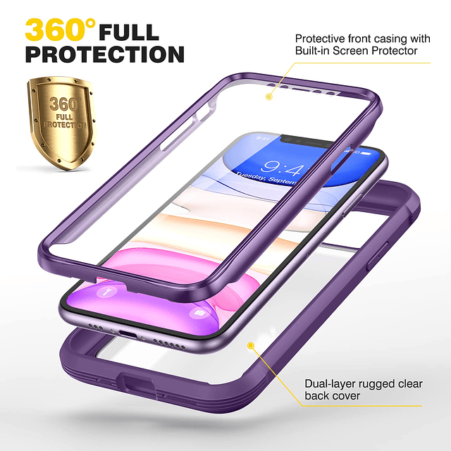 Compatible con iPhone 11, funda resistente de cuerpo complet