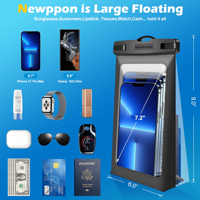 Newppon Funda flotante impermeable para teléfono: paquete de