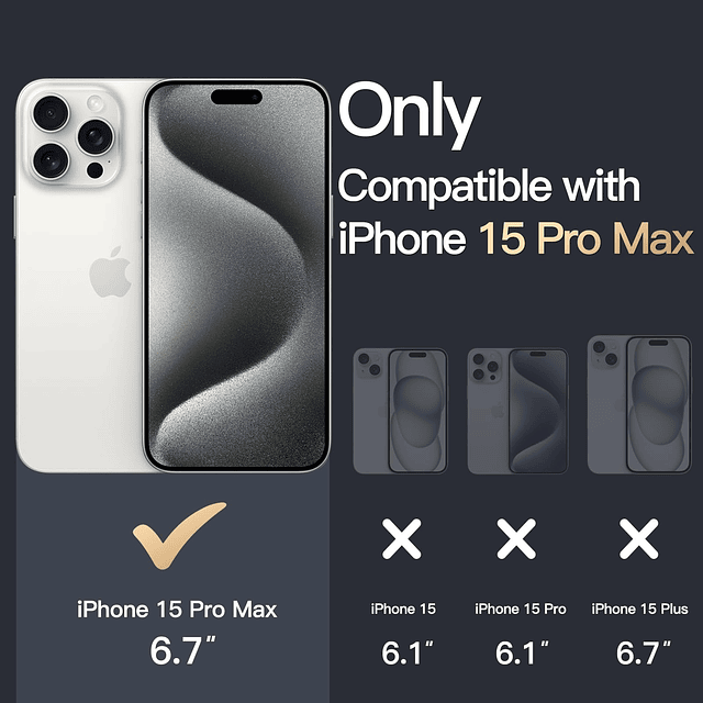 Funda para iPhone 15 Pro Max de 6,7 pulgadas, cubierta de pa