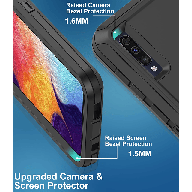 Funda para Galaxy A50, cubierta resistente de tres capas a p