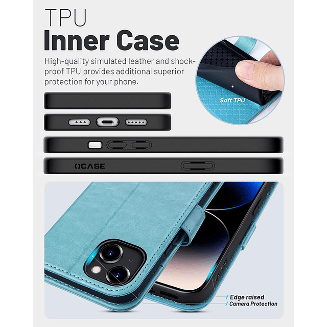 Compatible con funda tipo cartera para iPhone 15, funda tipo