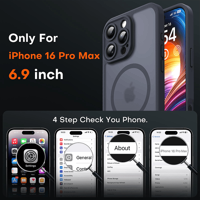 Funda magnética para iPhone 16 Pro Max, protección completa