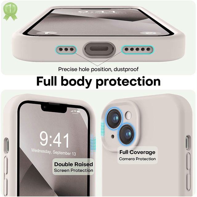 Funda diseñada para iPhone 13, silicona premium con [protecc