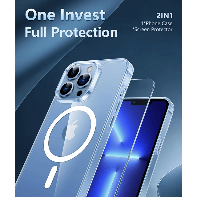 para iPhone 13 Pro: Funda magnética delgada y transparente p