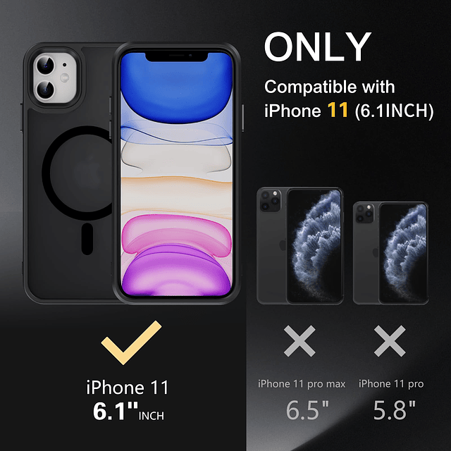 Funda para teléfono iPhone 11, fuerte magnético, compatible