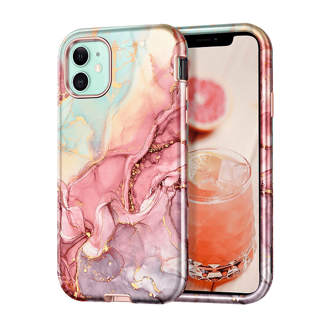 Compatible con iPhone 11, patrón de mármol 3 en 1, resistent