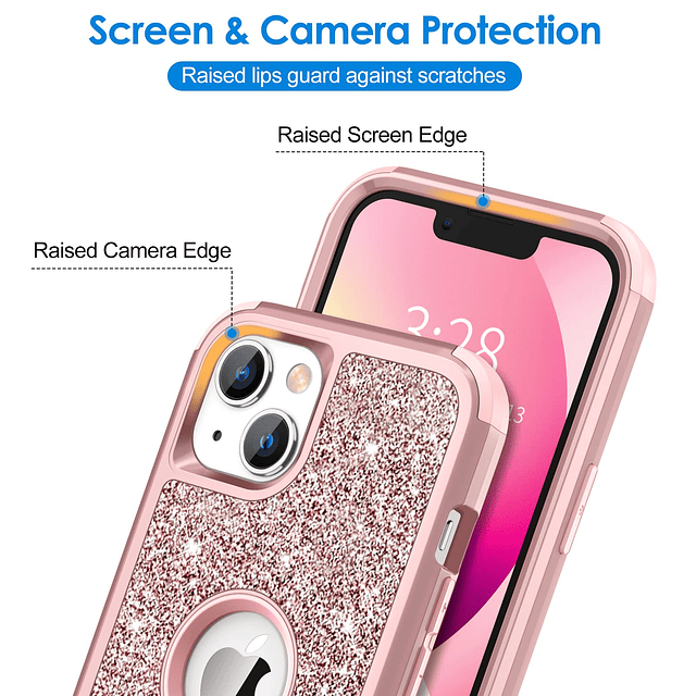 Funda para iPhone 13 con purpurina, bonita y brillante funda