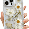 Funda transparente para iPhone 15 Pro Max con diseño de flor