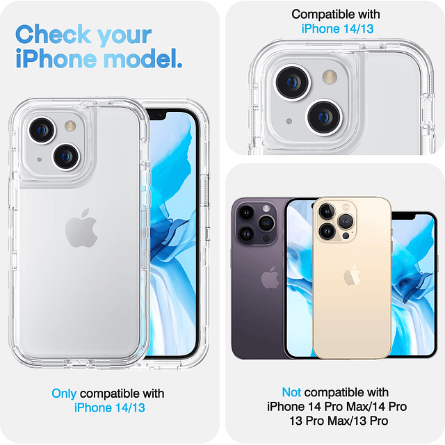 Funda transparente para iPhone 14, iPhone 13, [protección co