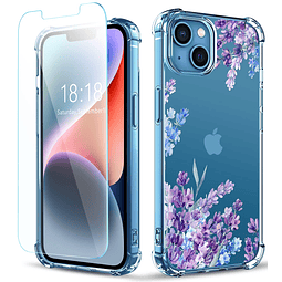 Funda para iPhone 13 [con protector de pantalla], diseño flo