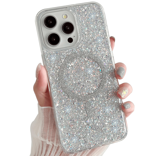 Cute Sparkly para iPhone 15 Pro Max Funda compatible con Mag