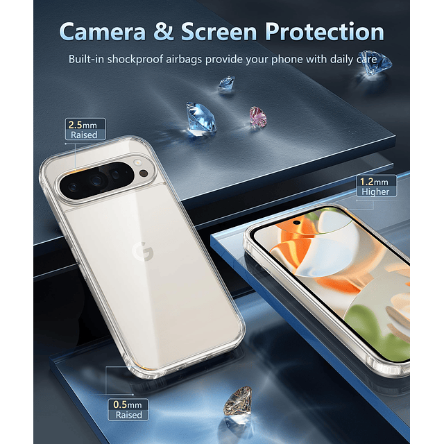 para Google Pixel-9-Pro XL Funda: Funda transparente Protecc