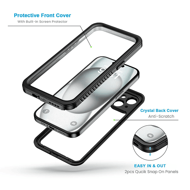 Funda para iPhone 15 Plus, IP68, resistente al agua, a prueb