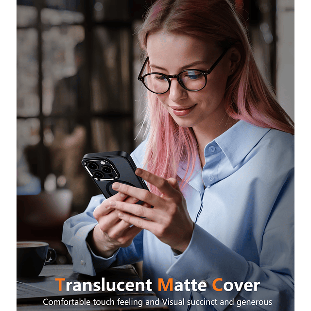 Funda para iPhone 15-Pro: Funda mate translúcida delgada mag