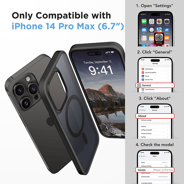 Funda magnética para iPhone 14 Pro Max, compatible con MagSa