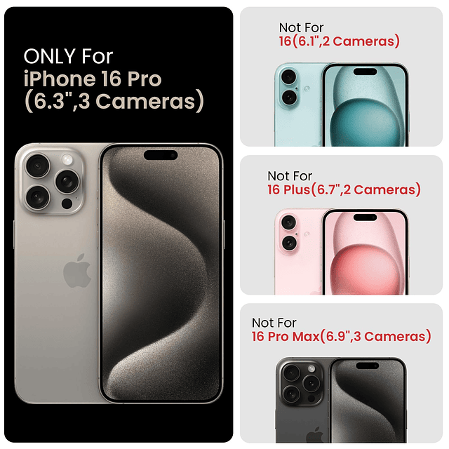 Funda diseñada para iPhone 16 Pro, funda de silicona mejorad