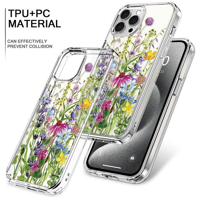 Compatible con iPhone 15 Pro, funda transparente con diseños