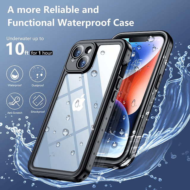 Funda impermeable para iPhone 14, lente incorporada y protec