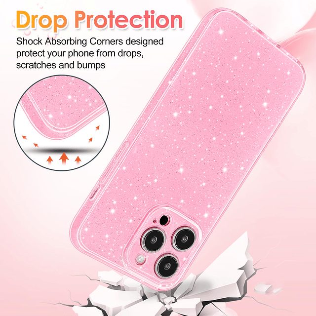 Funda para iPhone 14 Pro Max con purpurina linda y brillante