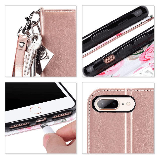 Funda tipo cartera compatible con iPhone 8 Plus/7 Plus para