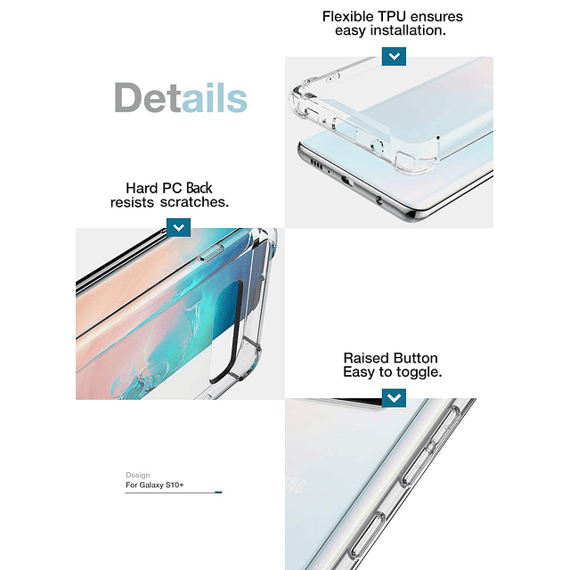 Funda Transparente para Samsung Galaxy S10+ / S10 Plus, Esqu