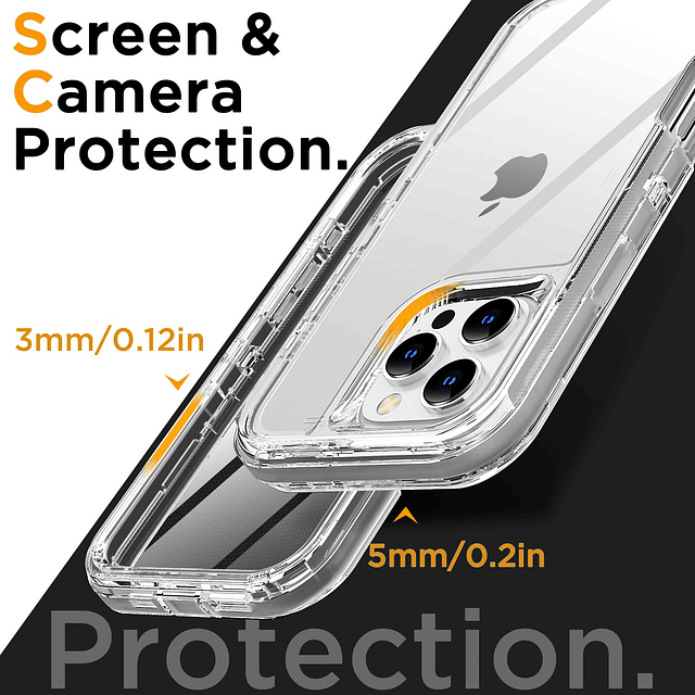 para iPhone 16 Pro Max Funda transparente, resistente y dura