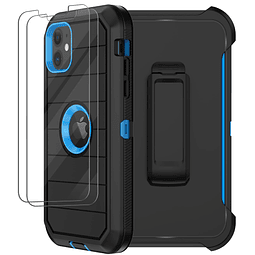 Funda para iPhone 11 con clip para cinturón, 2 protectores d