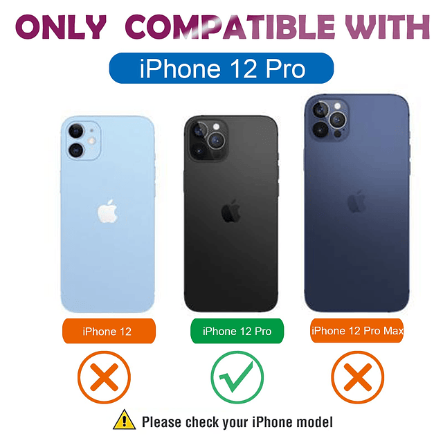 Compatible con iPhone 12 Pro Funda magnética con purpurina,