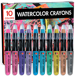 Art Crayons Shimmer Set - 10 crayones de acuarela metálicos