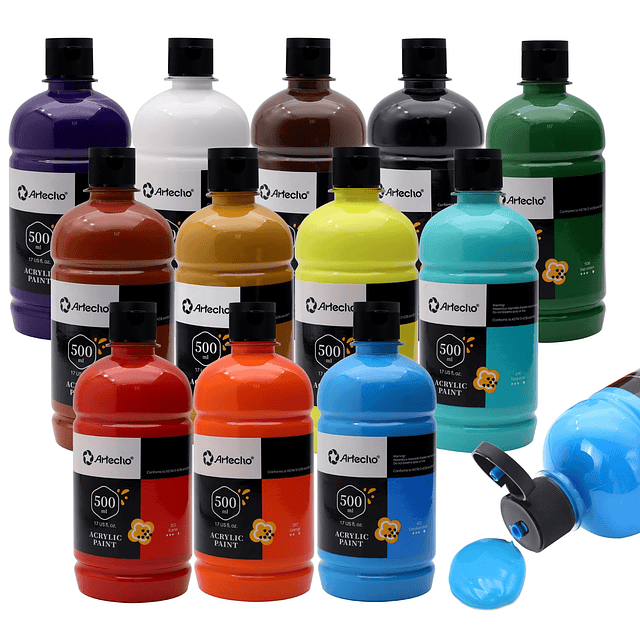 Juego de pintura acrílica a granel de 12 colores (16.9 fl oz