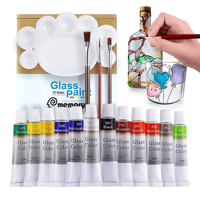 Kit de pintura colorida para vidrieras con 12 colores, 3 pin