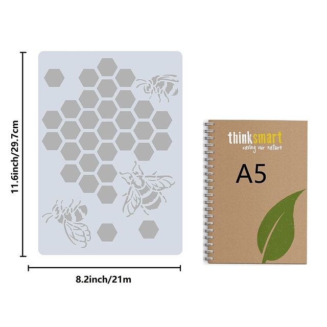 Plantilla de plástico con diseño de panal de abeja de 8.27 x