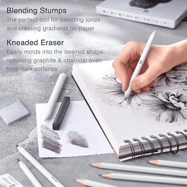 Drawing and Sketching Pencil Art Set (20 artículos) - Kit co