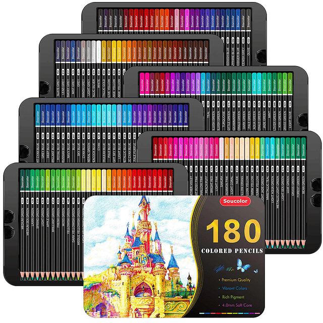 Juego de lápices de colores para artistas de 180 colores con