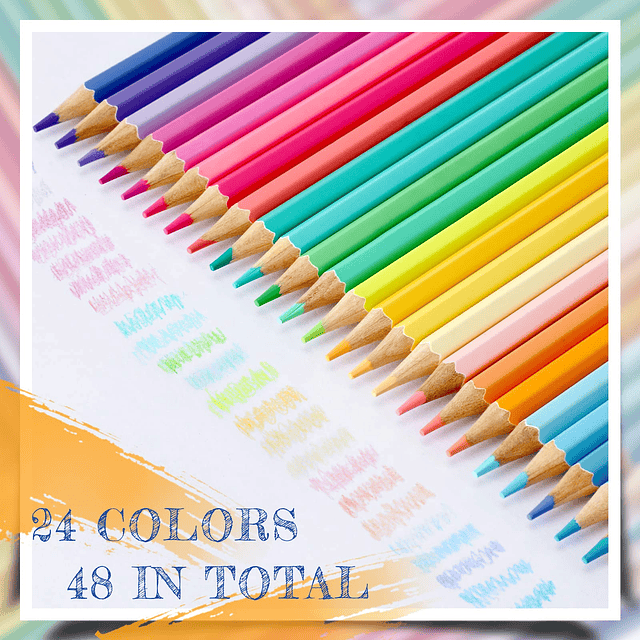 48 paquetes de lápices de colores pastel, lápices de colores