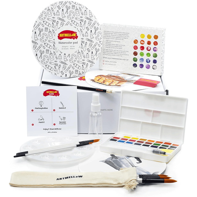 Kit de pintura de acuarela, juego de iniciación todo en uno