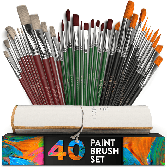 Juego de 40 brochas de pintura profesional para artistas con