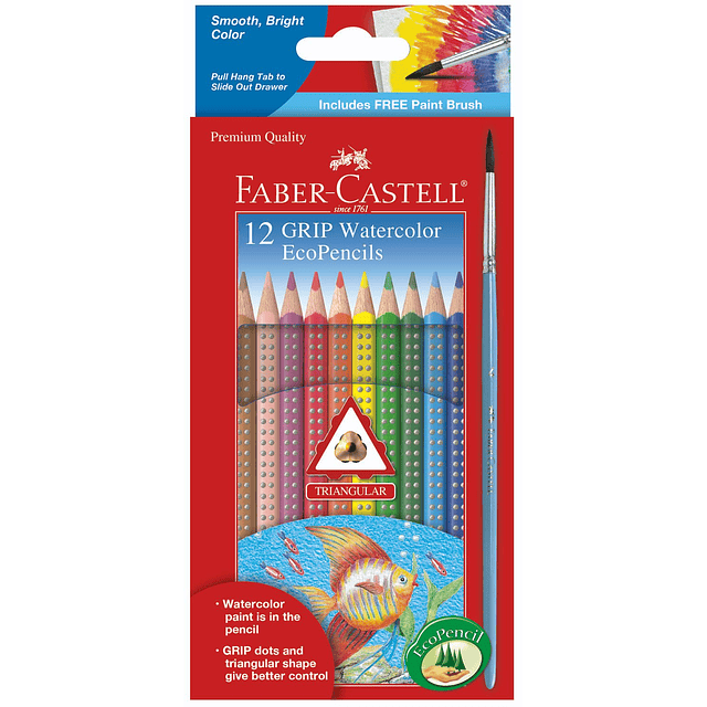 Grip Watercolour EcoPencils - 12 lápices de acuarela con pin