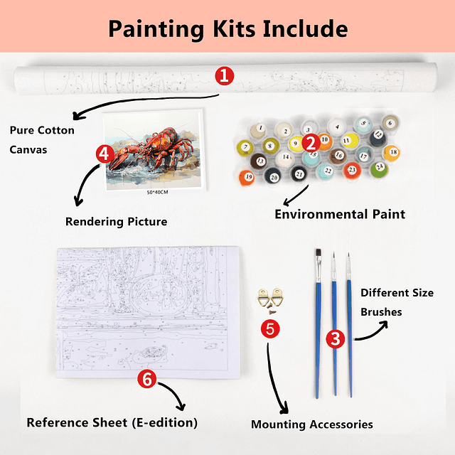 Pintura por números, kit de pintura por números de langosta